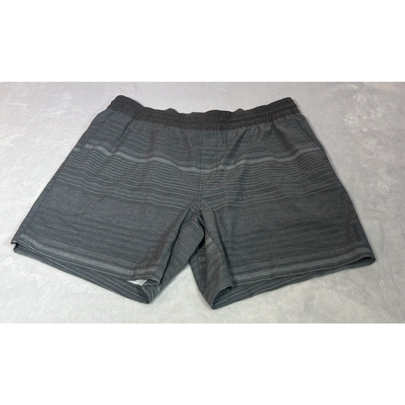 prAna Shorts Mens XXL Charcoal Gray Striped Slope Short Outdoors Hiking Stretch - Picture 2 of 11